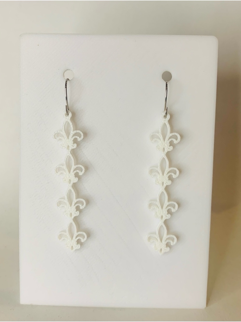 Elegant White Fleur-de-Lis Drop Earrings - Women Jewelry